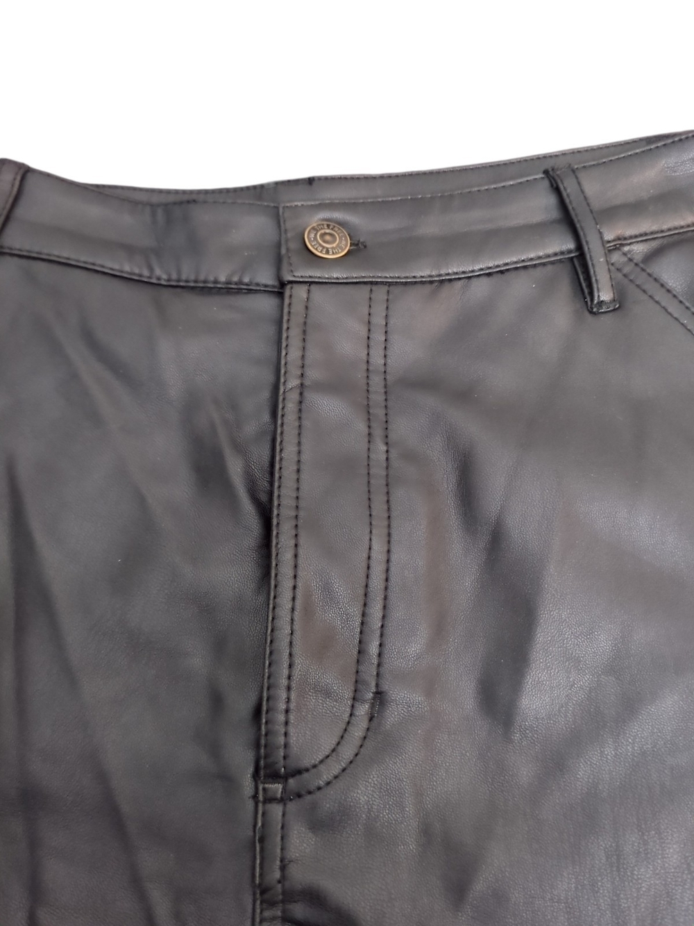 FREE PEOPLE High Waist Black Vegan Leather Shorts Size 12 Festival Grunge Chic - Picture 2 of 8